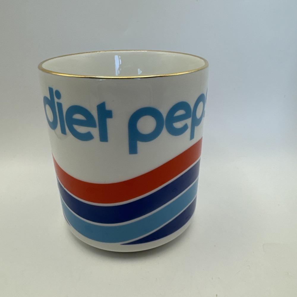 VTG 1970s Pepsi Ceramic Planter Pot Cachepot‎ cup Retro Soda gold rim